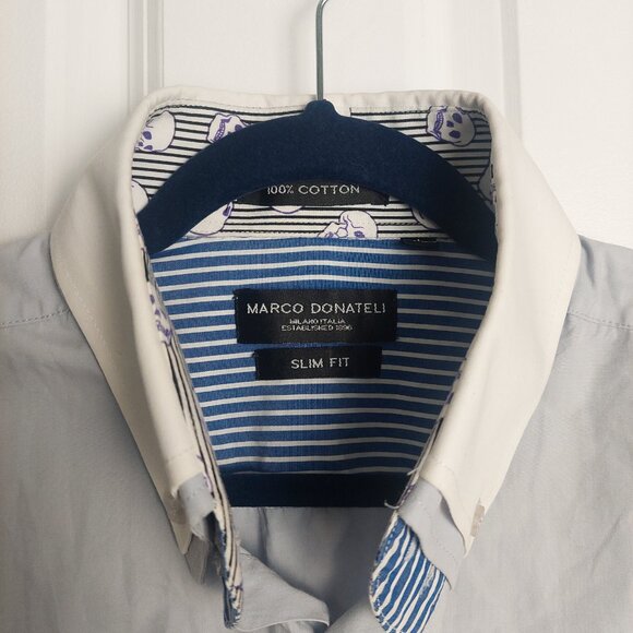 Marco Donateli Dress Shirt Men's Large Grey with Fun Details - Picture 6 of 10